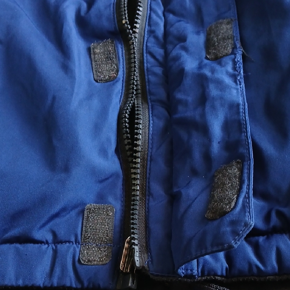 Kids Blue and Black Hooded Puffer Jacket with Reflective Stripe - Picture 8 of 14